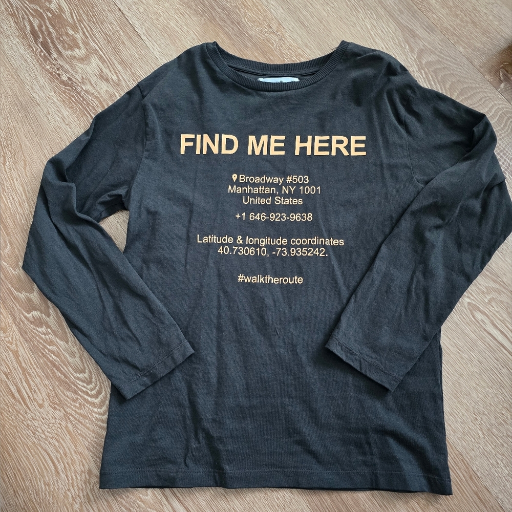 Zara Kids Black Long Sleeve Tee with Gold Text